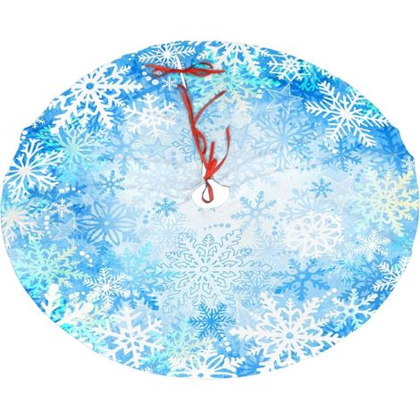 Jupe D Arbre De Noël - Motif Flocons De Neige Bleus - Diamètre 122 Cm - Pour Décoration De Fête De Fin D Année Et Noël - 1 Pièce (1/5)