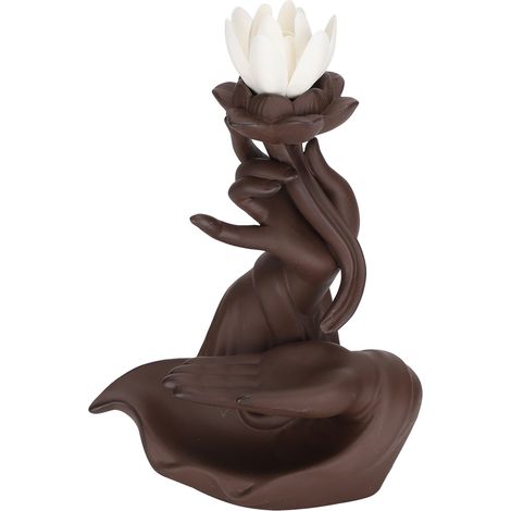 Brûleur d'Encens Cœur Lotus Bergamote Céramique Décoratif à Contre-Courant pour la Maison (1/5)
