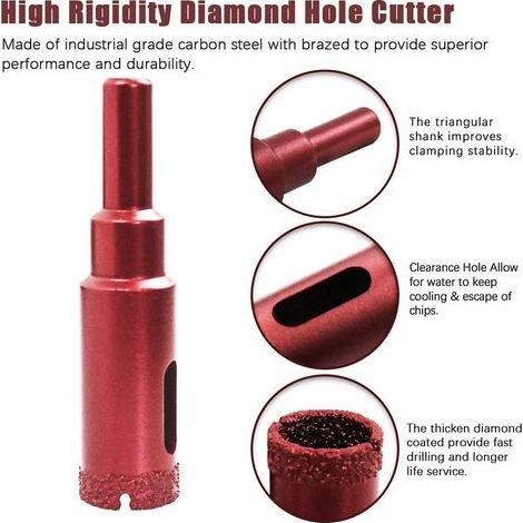 Coffret Scie Cloche Diamantés, Foret Trépan Diamant pour Carrelage/Verre/Marbre (6mm-50mm 11 Pièces) (1/3)