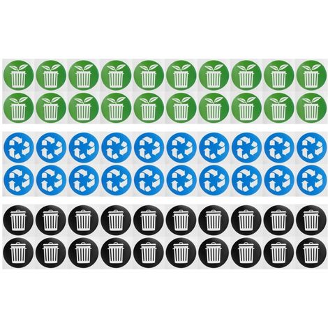 60 pièces/ensemble circulaire collecte des ordures identification recycler autocollant poubelle autocollant (1/5)