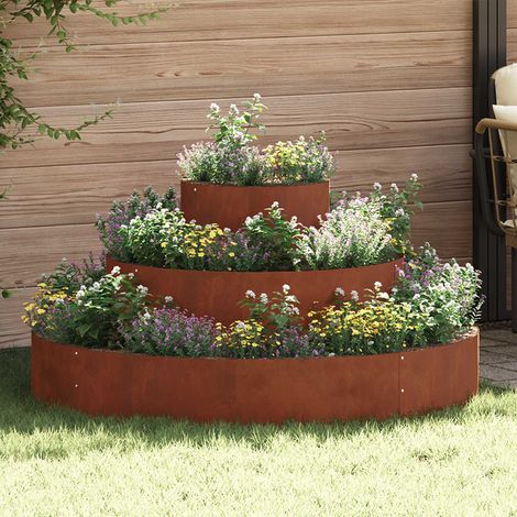 Garten-Pflanzgefäß Braun 120 x 120 x 20 cm Wetterfeststahl (1/5)