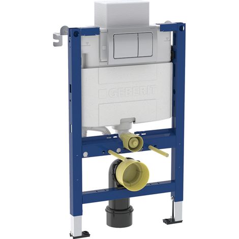 Geberit Alpha 820mm Wall Hung WC Toilet Frame with Cistern and Alpha01 Chrome Square Flush Plate