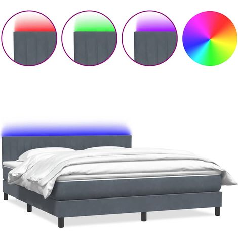 Maison Exclusive - Letto a Molle con Materasso e LED Grigio Scuro 180x210 cm Velluto