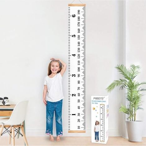 Tableau de croissance de bébé Toile Tenture murale Règles de mesure pour décoration de pièce (1/4)