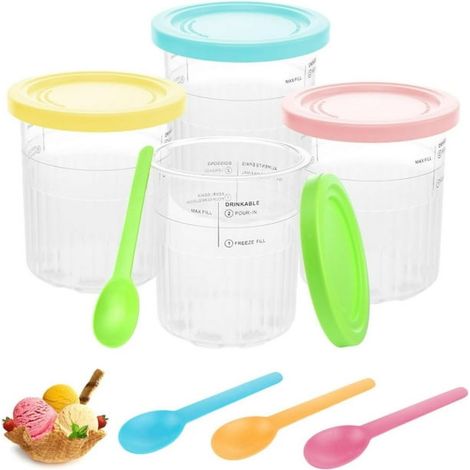 4 Pints à glace,Couvercles silicone,Compatible Ninja NC501 NC500,Sans BPA,Lave-vaisselle,Desserts maison (1/5)