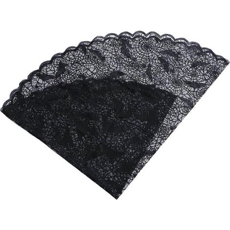 Nappe ronde en dentelle noire chauve-souris et araignée, décoration d'Halloween sanglante et horrifiante, 178 cm (1/5)