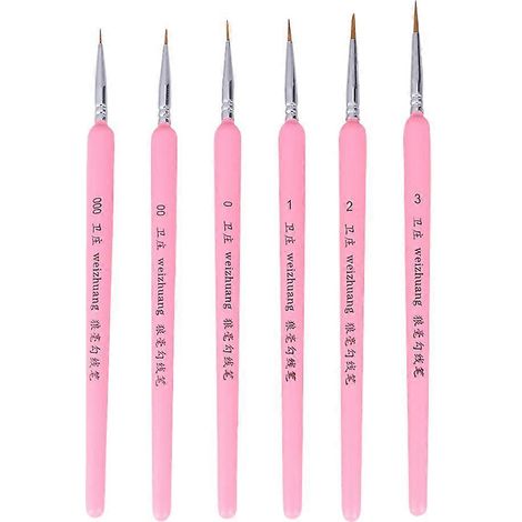 Lot de 6 pinceaux à pointe en poils de loup, pinceaux de détail professionnels pour peinture et dessin de précision (rose)-19X1cm (1/2)