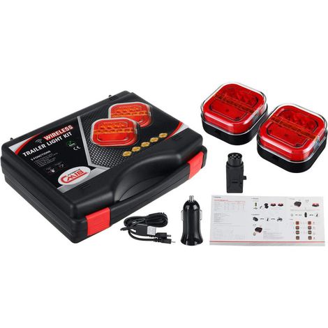 Set kabelloser LED-Stopplichter (Wireless) mit Magnet, Neon, 12–24 V für Anhänger, Plattform und mehr.