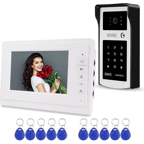 7" Couleur Filaire Vidéo Porte Téléphone RFID Caméra Vidéo Sonnette Système d'Interphone pour Les Appartements à Domicile Carte de Soutien Déverrouillage de Mot de Passe (1/5)