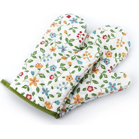 2 Pièces Gants de Cuisine, Gants de Four, Gants de Cuisine Résistants à la Chaleur, pour la Cuisine, la Pâtisserie, Les Grillades, Le Camping en Plein air ou d'autres Activités (Blanc) (1/5)