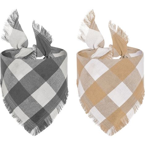 2 bandanas pour animaux, 65 x 45 x 45 cm, motif carreaux, lavables, ajustables, confortables, pour chiens et chats (1/5)