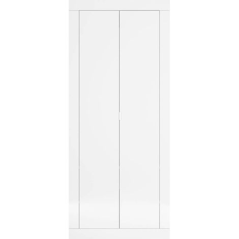 OTELLO - Penderie 2 portes avec 2 étagères Blanc Laqué Weiss