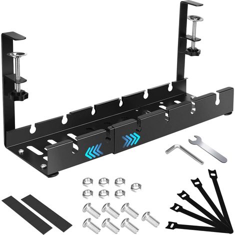 Cable Management, Gestion Cable Bureau sans Perçage Rétractable de 30,5cm à 55cm, Kit Cable Management, Organisateur de Cable pour Bureau à Domicile (1/5)