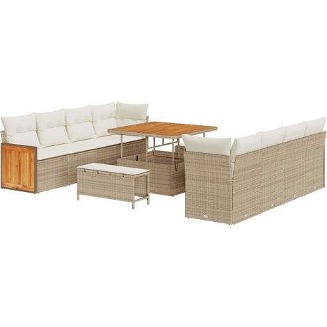 Maison Exclusive - Gartensofa-set Beige und Creme 231 x 224 x 85