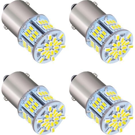 Lampadine LED per auto, 4 pezzi 1156, luce bianca ad alta intensità 12V, lampadine LED per indicatori di direzione e luci di retromarcia. (1/5)