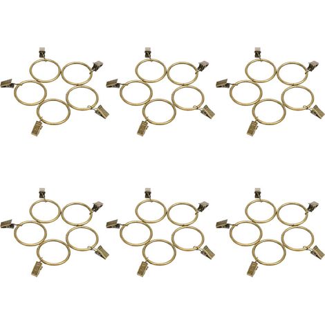 Ensemble de 30 anneaux de rideau en bronze, diamètre intérieur de 35 mm, avec clips/crochets de rideau décoratifs en métal robustes, ensemble avec rondelles pour rideaux de salle de bain (1/5)