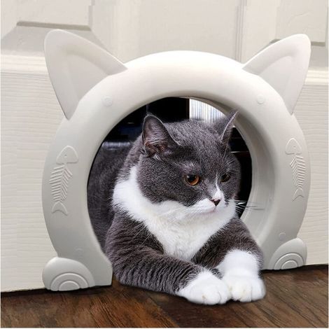 Porte intérieure pour chat, porte pour chat, chatière pour chat jusqu'à 10 kg, tunnel pour chat pour porte de chambre,Blanc (1/3)