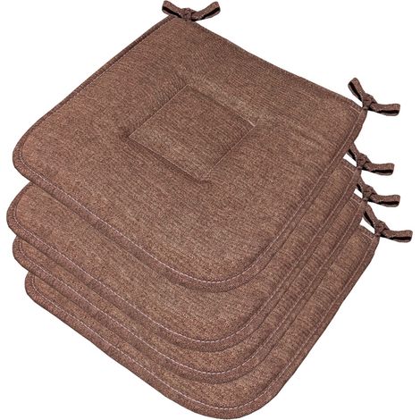 Set 4 Cuscini Sedia Cotone Morbidi Lavabili Universali Coprisedia Cucina Colore Pastello - Marrone (1/4)