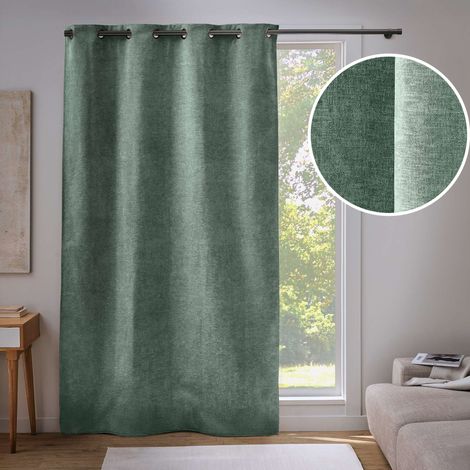 Rideau occultant à œillets 135 x 260 cm Velouris Cèdre effet velours (1/3)
