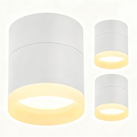 GBLY Foco LED de Superficie Redondo Pack de 2 Blanco Proyector Techo 5W Pequeños Focos Lámpara Superficie GX53 Blanco Cálido Plano Foco Techo Empotrar 3000K Acrílico Lámpara Techo para Pasillo Salón D
