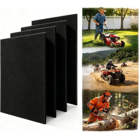 Lot de 4 filtres à air en mousse 50PPI 300 × 210 × 5 mm Universel, fort pouvoir d'adsorption, lavable et réutilisable, convient pour tondeuse, moto, scooter, motobine (1/5)