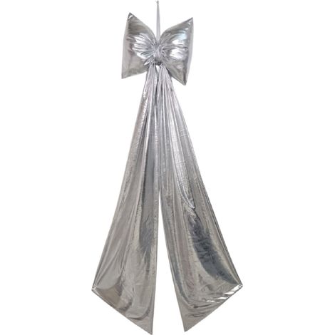 Fiocco natalizio laminato Silver per albero di natale decorazione -150 cm (1/2)