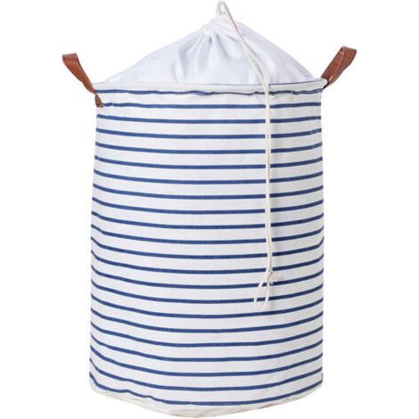 BUNTHAUS Panier linge 45 cm rayé bleu – Grand sac storage pliable