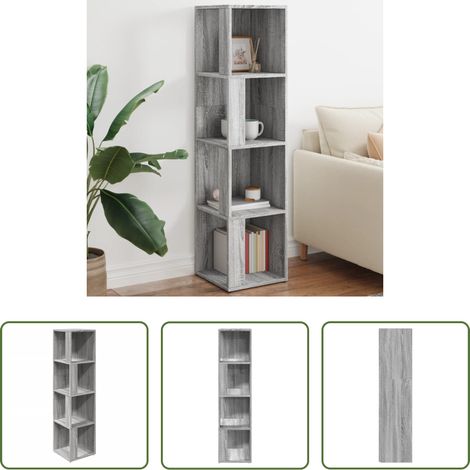 Holzregal - Eckregal Grau Sonoma 33x33x132 cm Holzwerkstoff (1/5)