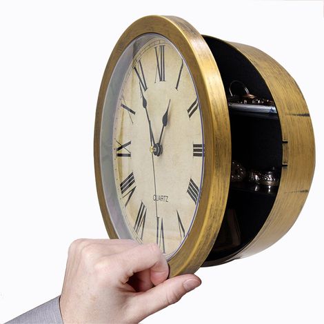 Horloge Murale avec Compartiment Secret pour Bijoux et Argent - Boîte de Rangement Discret