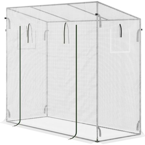Outsunny Serra per Piante con Porta Avvolgibile in Acciaio e PE Bianco