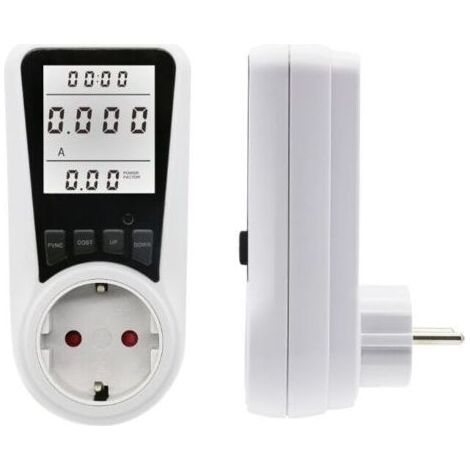 Compteur de consommation d'énergie , compteur de coûts d'électricité, wattmètre, compteur de consommation d'énergie avec grand écran LCD rétroéclairé, protection contre les surcharges (1/4)