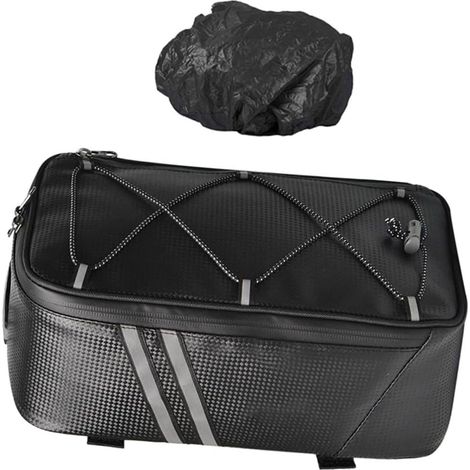 Waterproof Rear Bicycle Pannier with Large Compartment in Black PU Leather (1/5)