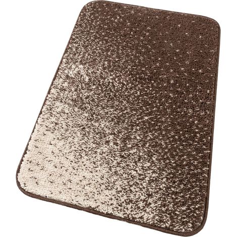 Tappeto Bagno Camera Scendiletto Doccia Vasca Antiscivolo Assorbente Shaggy Soffice IBISCO A Marrone - 50x80 cm