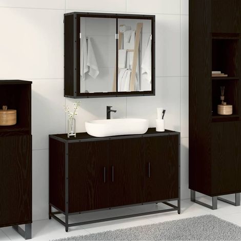 vidaXL Bathroom Furniture Set 2 pcs Black Oak Engineered Wood (1/5)