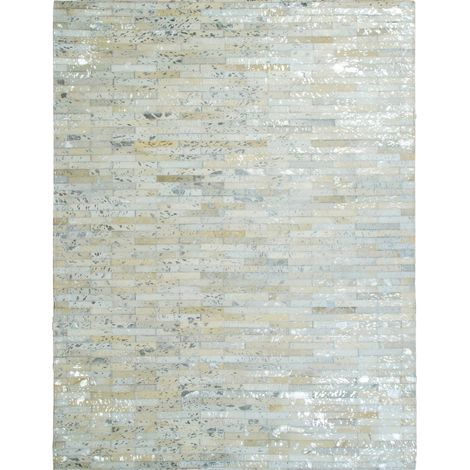 CUIR LINES SILVER - Tapis en cuir naturel recyclé gris argent 160x230 (1/5)