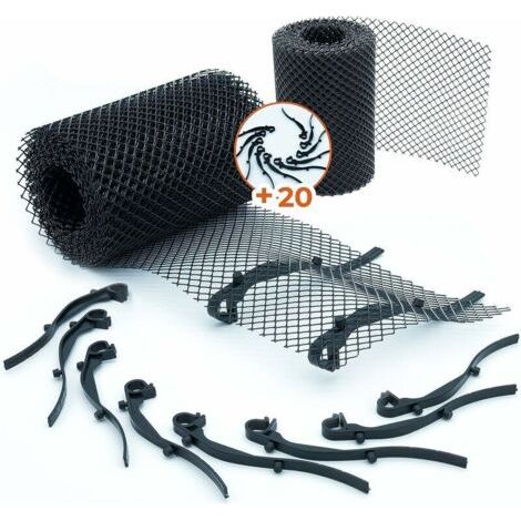 12 mètres Grillage Gouttiere Haute Qualité ROBUSTE [+ INCLUS 20 Crochets + 2 Grille 6m x 16cm] Protege Toiture + Protection contre Feuille. Protège Goutiere pvc mieux (1/5)