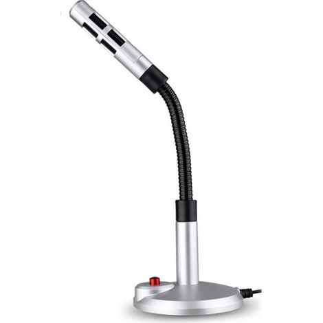 Microphone d'ordinateur avec prise jack 3,5 mm et col de cygne pour PC et ordinateur portable - Argent (1/5)