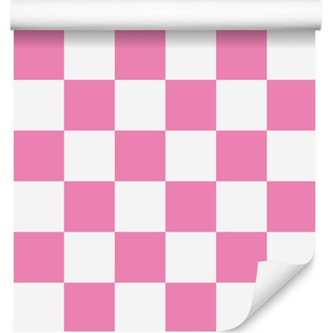 Papel pintado a cuadros rosa empolvado para salón y dormitorio, 50x1000 cm. (1/5)