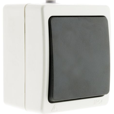 Bouton poussoir Aquae étanche en saillie IP54 - blanc et noir - Zenitech