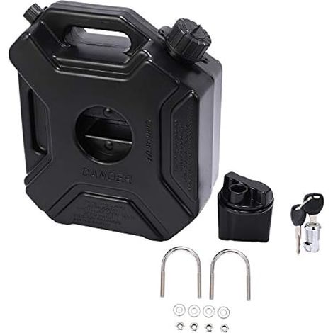 Jevina 5L litres RéServoir de Carburant Noir Peut Voiture Moto Essence de Rechange RéServoir D' de Secours Jerrycan Carburant- Bidon avec Serrure et Clé, (454464) (1/5)