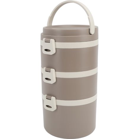 Boîte à bento en acier inoxydable 304, amovible, isotherme, portable, en acier inoxydable 304, idéale pour le bureau, les voyages et le café. Trois compartiments, 2,4 L. (1/5)