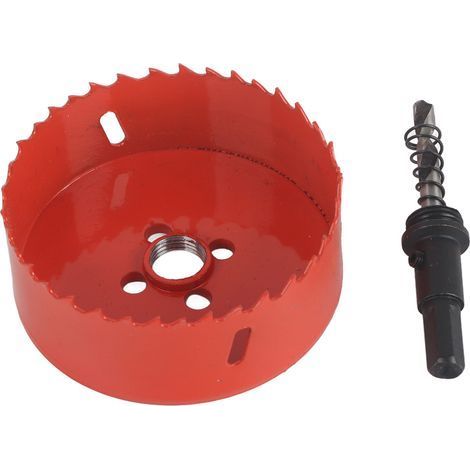 Scie cloche 90mm coupe-métal avec foret de centrage outil de coupe de dent pour panneau de gypse en plastique bois aluminium (1/5)