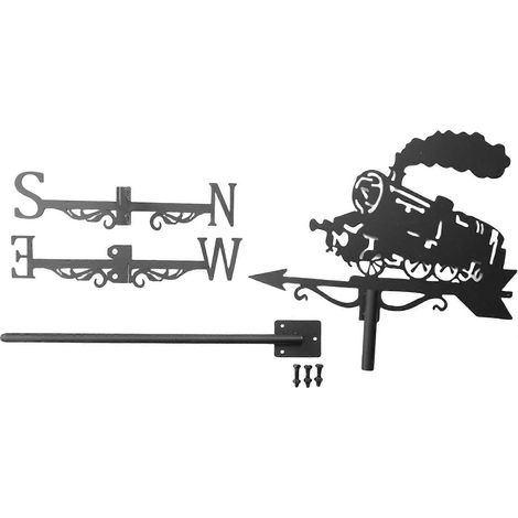 Girouette en forme de silhouette de train à vapeur, idéale pour la décoration de jardin, terrasse et patio. (1/5)