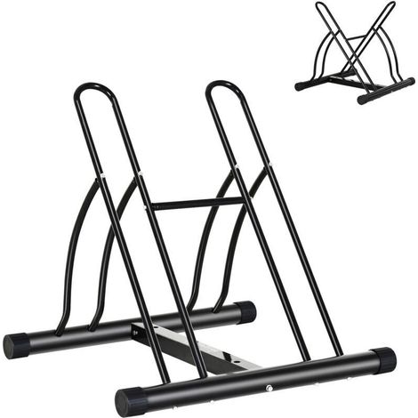 Râtelier 2 vélos modulable dim. 54L x 60l x 57H cm acier époxy noir (1/5)