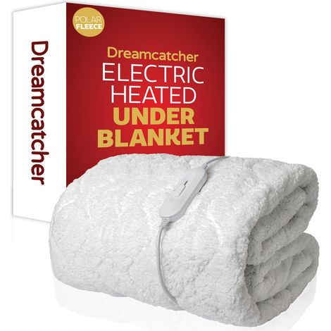 Dreamcatcher Deluxe Single Electric Blanket Single Control Fitted Polar Fleece Heated Bed Underblanket 190 x 90cm 3 Heat Settings (1/5)