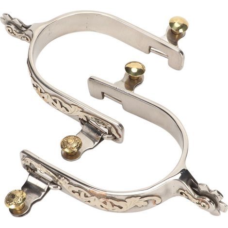 1 paire d'éperons de cheval en acier inoxydable, style western cowboy, pour homme et femme, avec engrenage rotatif, pour l'équitation (1/5)
