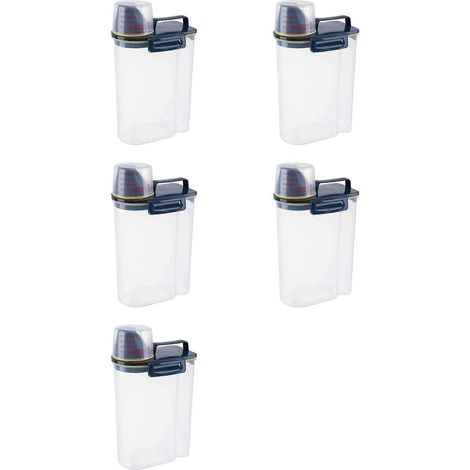 Lot de cinq boîtes de rangement hermétiques pour riz et céréales sèches en poudre (bleues) (1/5)