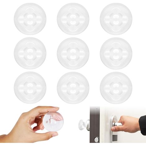 Butee de Porte, 9Pcs Butée de Poignée de Porte Murale Butée Adhésive Transparentes Butoirs de Porte en Silicone Avec Puissant Stop Porte pour Portes De Placard, Cuisine, Salle De Bain, Bureau (1/5)