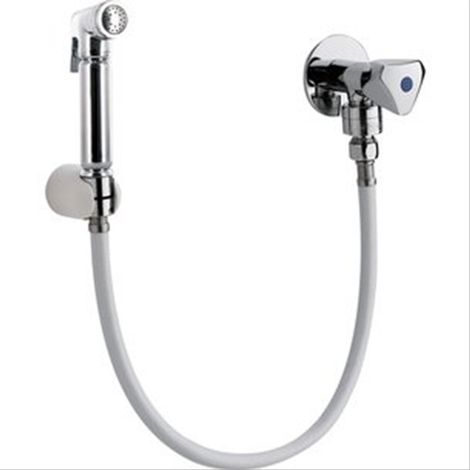 Lave-bassin avec robinet à clapet, douchette à bouton poussoir Presto