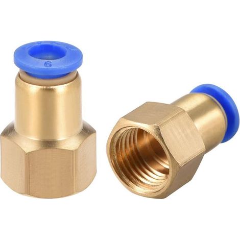 Pression Connexion Tube Raccord Adaptateur 6mm Tube Diamètre Externe x G1/4" Femelle Droit Pneumatique Connexion Connect Tuyau Raccord 2pcs (1/4)